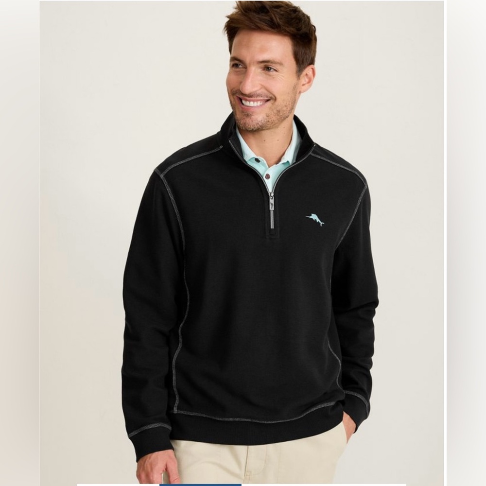 Tommy Bahama Black Quarter-Zip Sweater